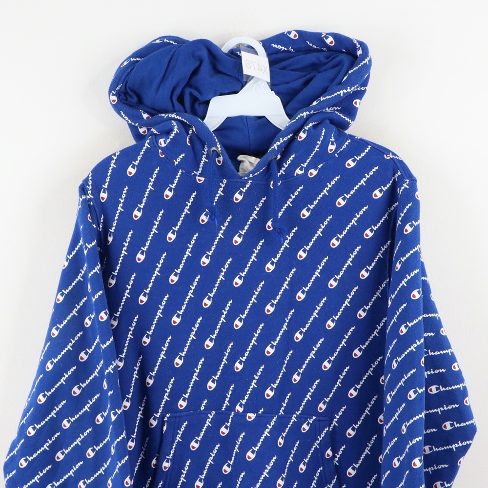 Champion Reverse Weave All Over Print Hoodie Blue - image 2